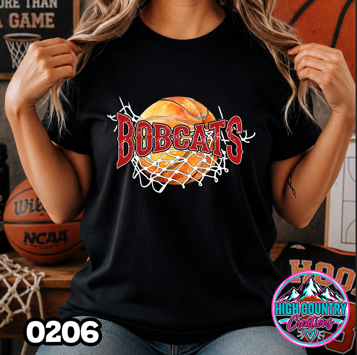 0206 Cut Net Basketball Spirit Tee