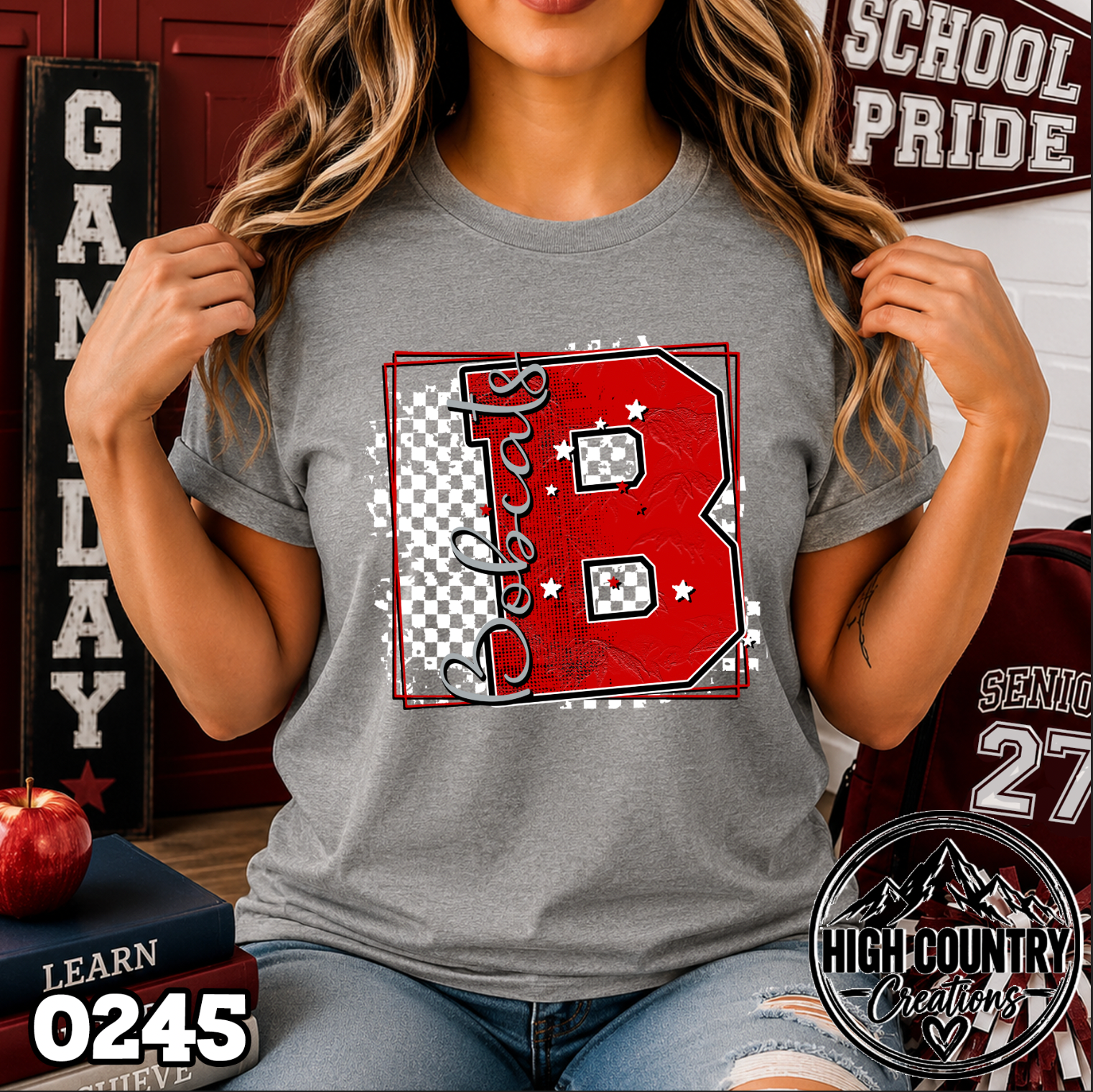 0245 Checkered Initial Mascot Fun