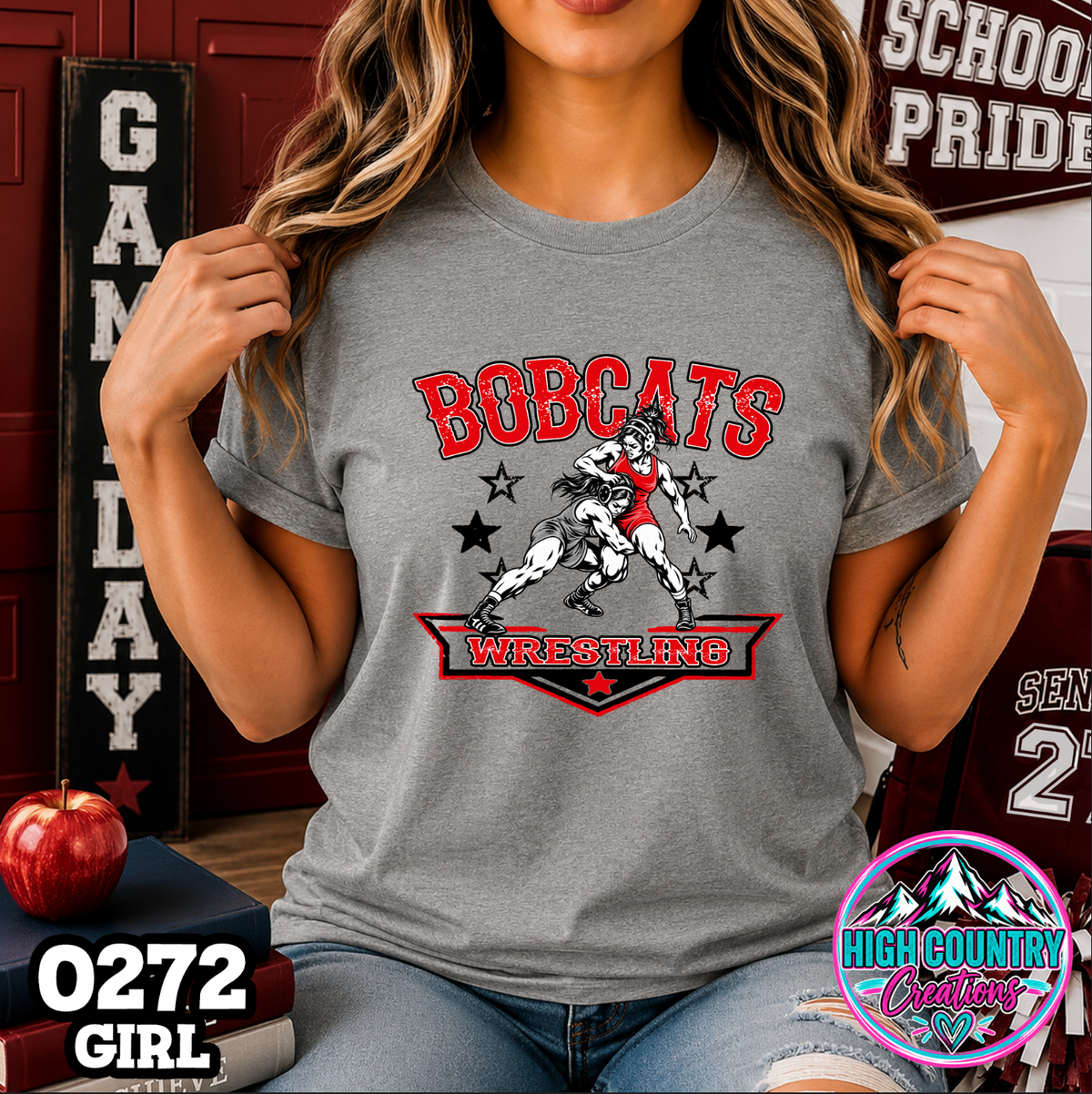 0272 GIRLS Vintage Collegiate Wrestling Tee