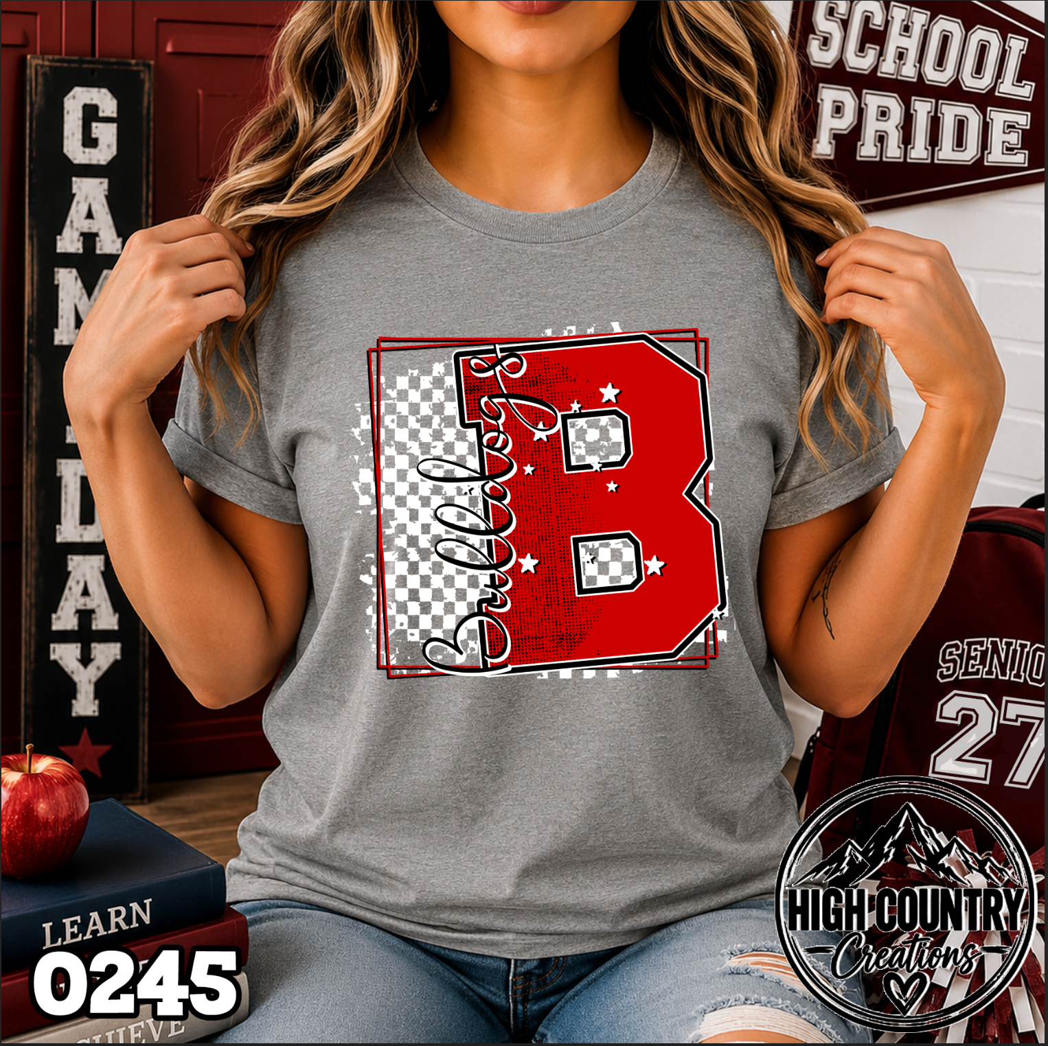 0245 Checkered Initial Mascot Fun