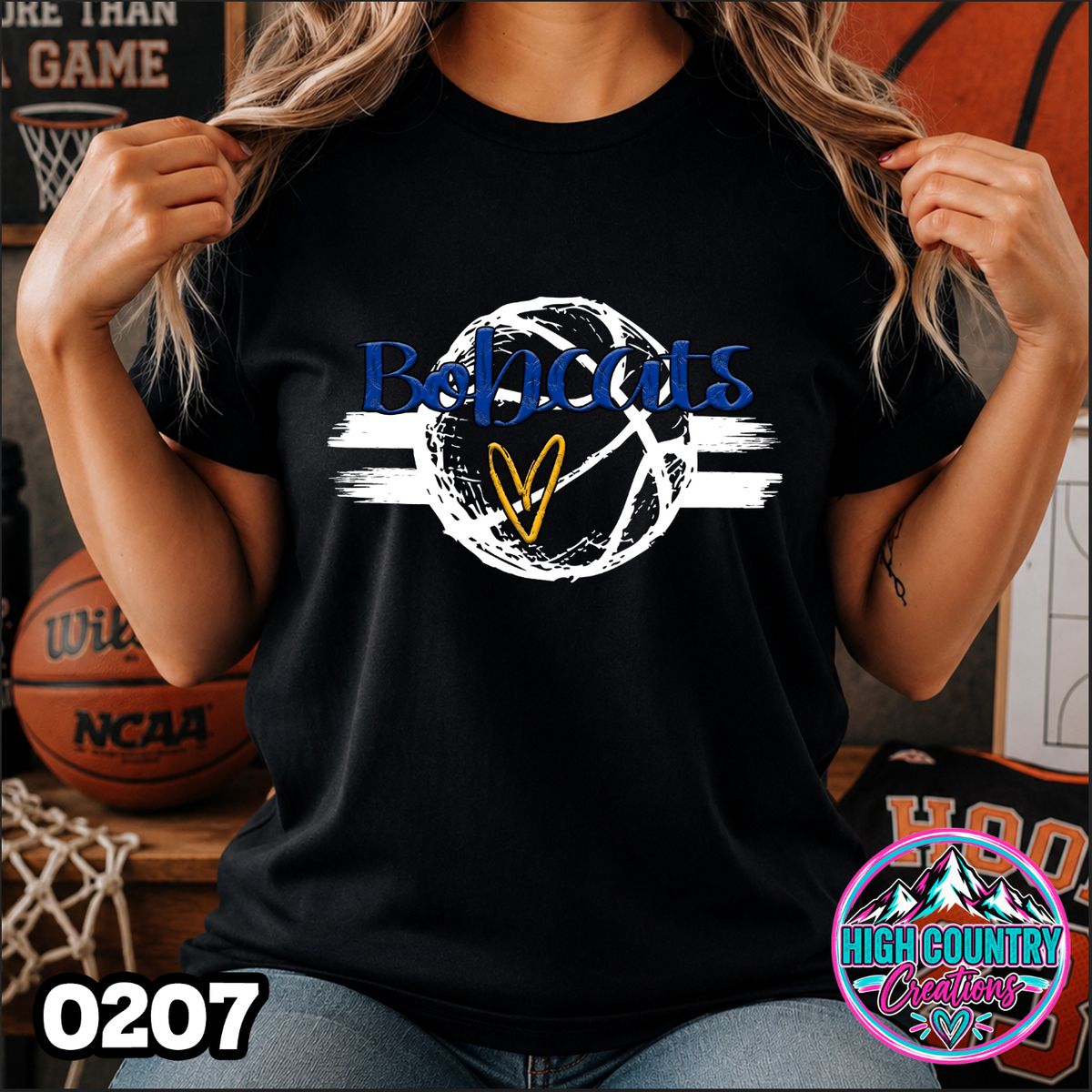0207 Sketched Basketball School Spirit Tee