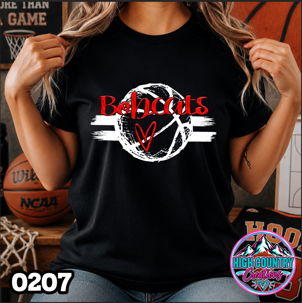 0207 Sketched Basketball School Spirit Tee