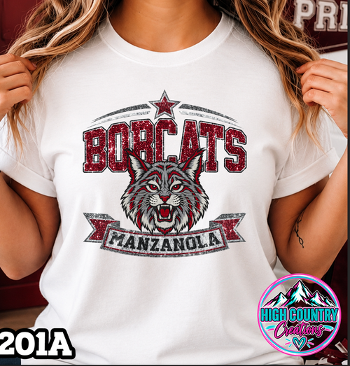 0201A Star Spangled Mascot Faux Glitter Tee