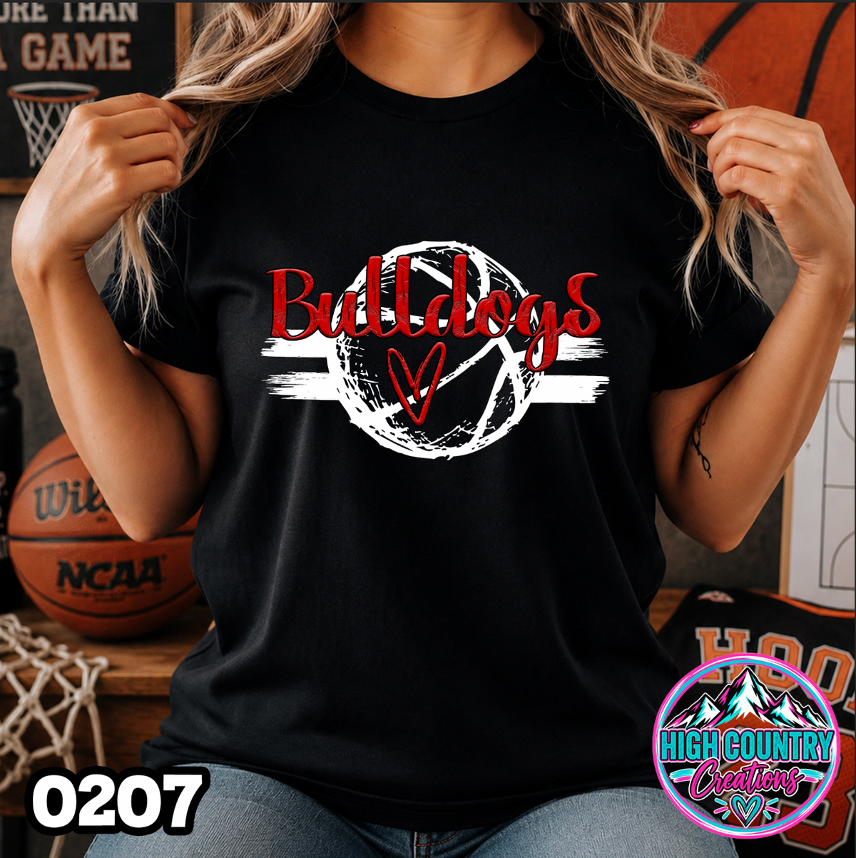 0207 Sketched Basketball School Spirit Tee