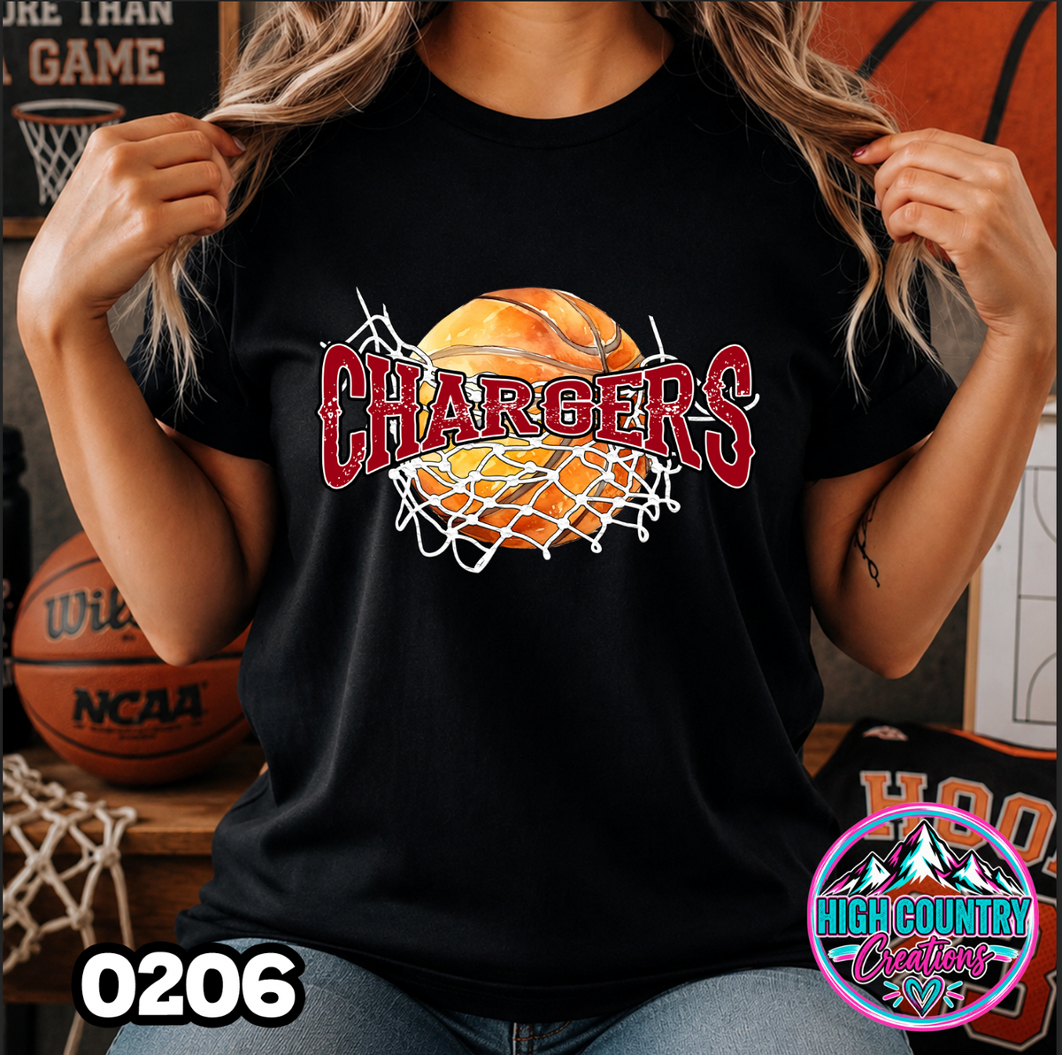 0206 Cut Net Basketball Spirit Tee