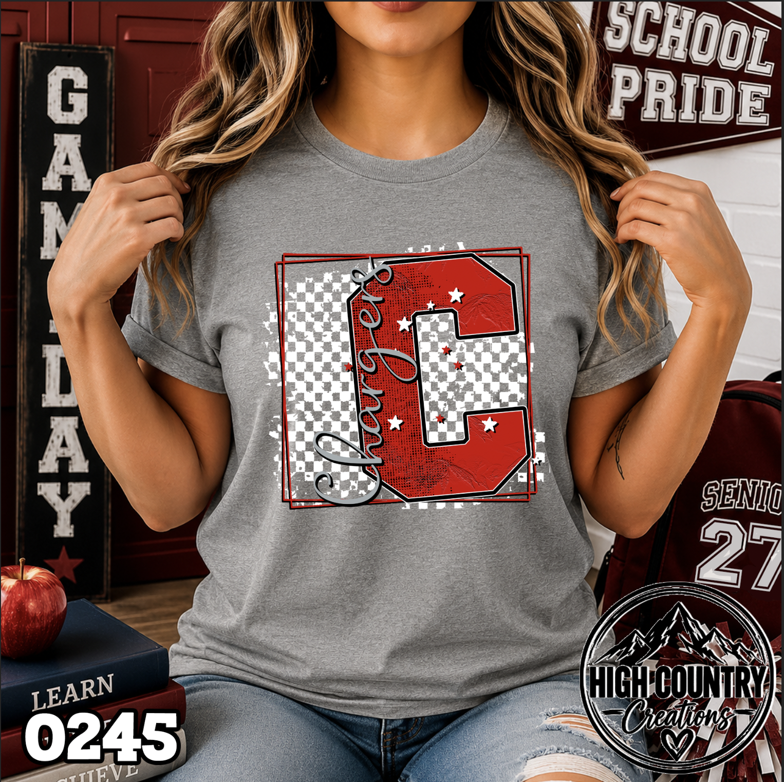 0245 Checkered Initial Mascot Fun