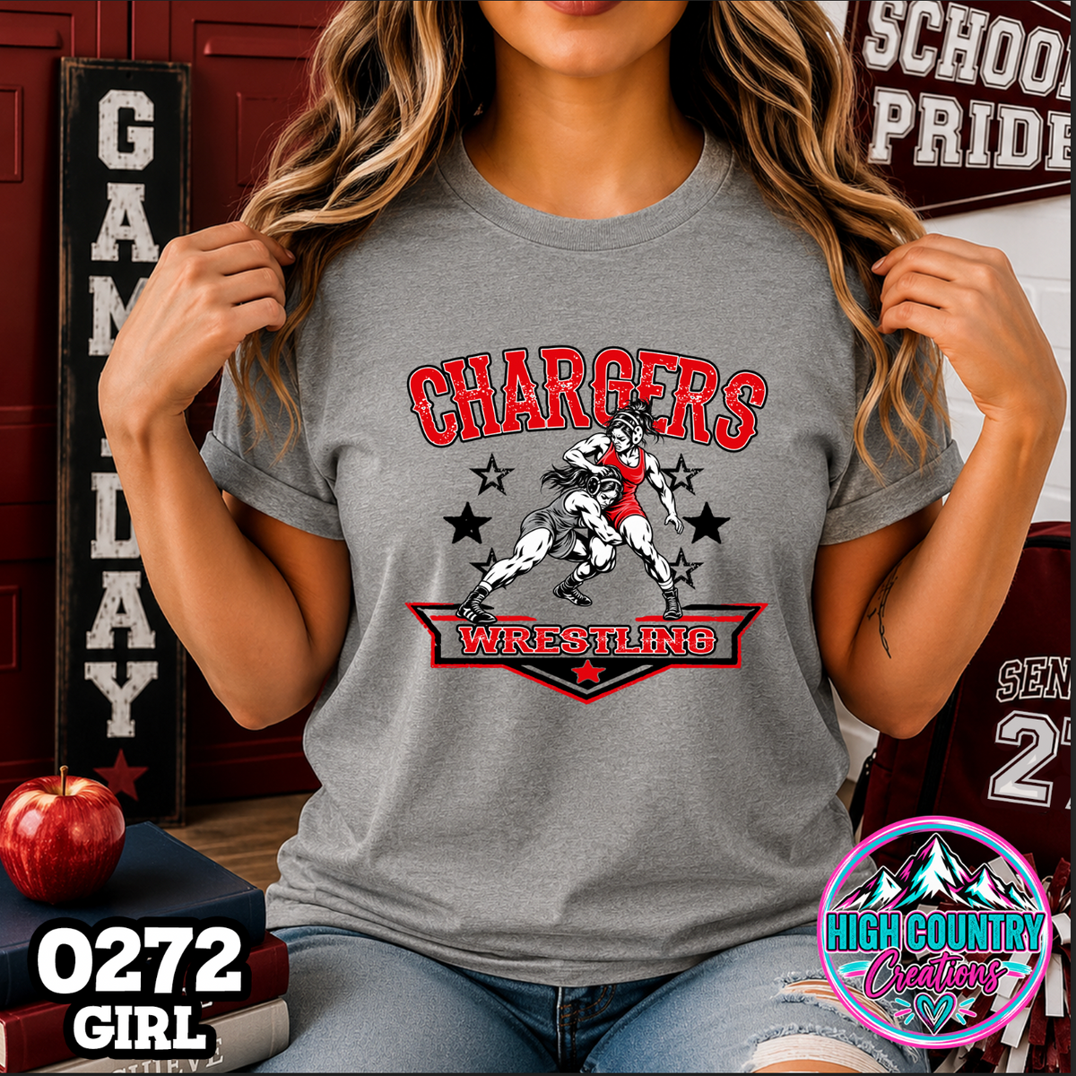 0272 GIRLS Vintage Collegiate Wrestling Tee