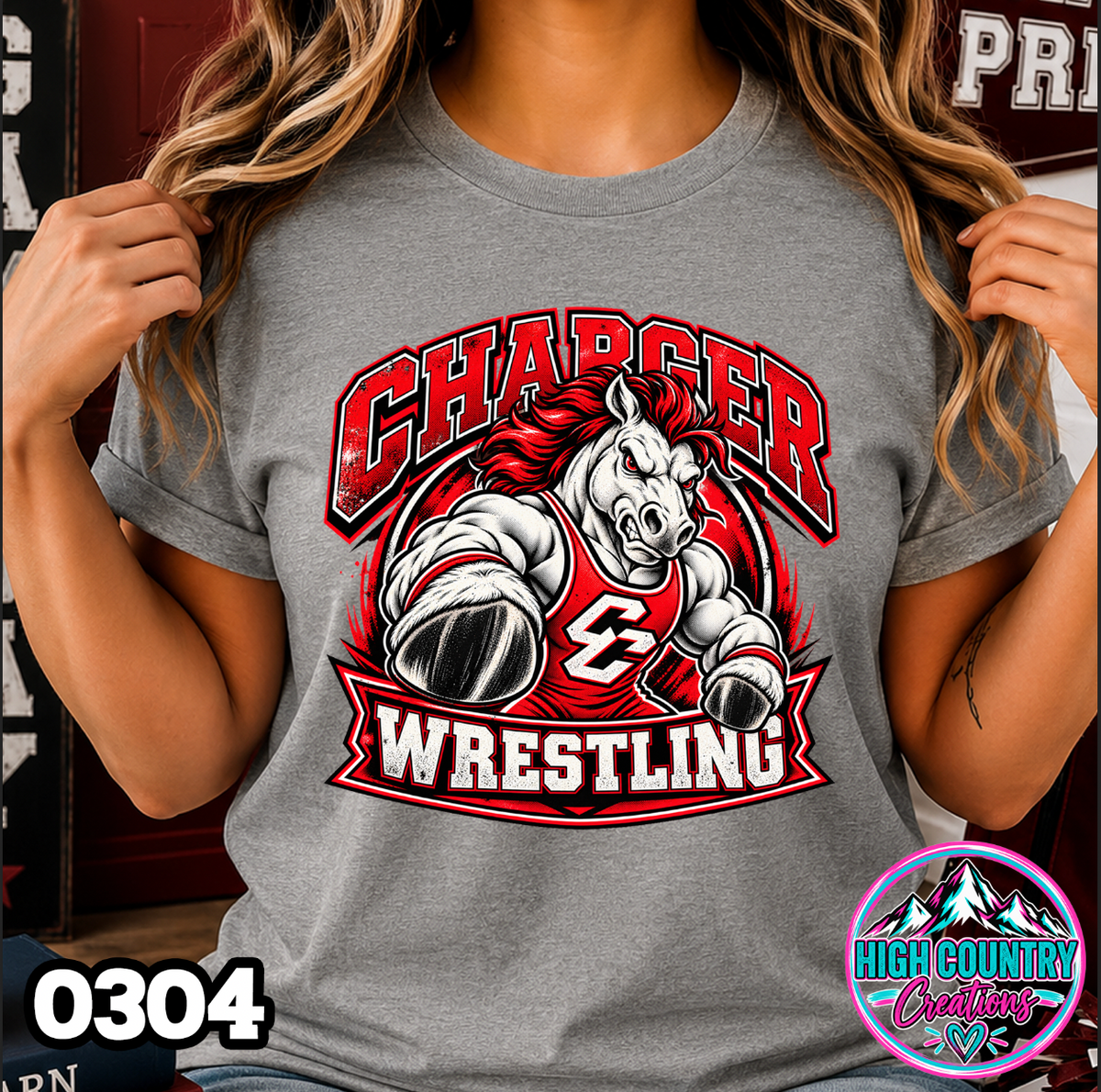 0304 WRESTLING MASCOT BANNER