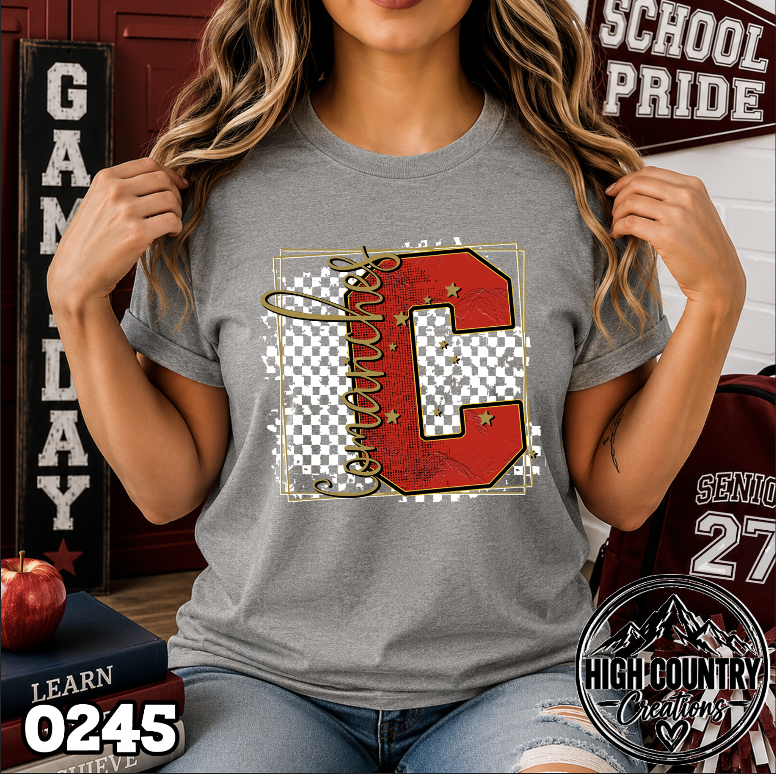 0245 Checkered Initial Mascot Fun