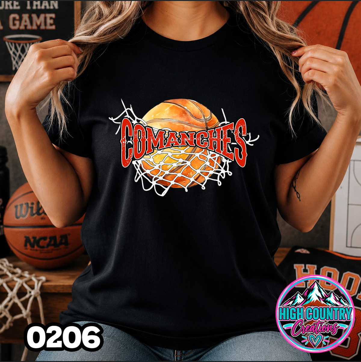 0206 Cut Net Basketball Spirit Tee