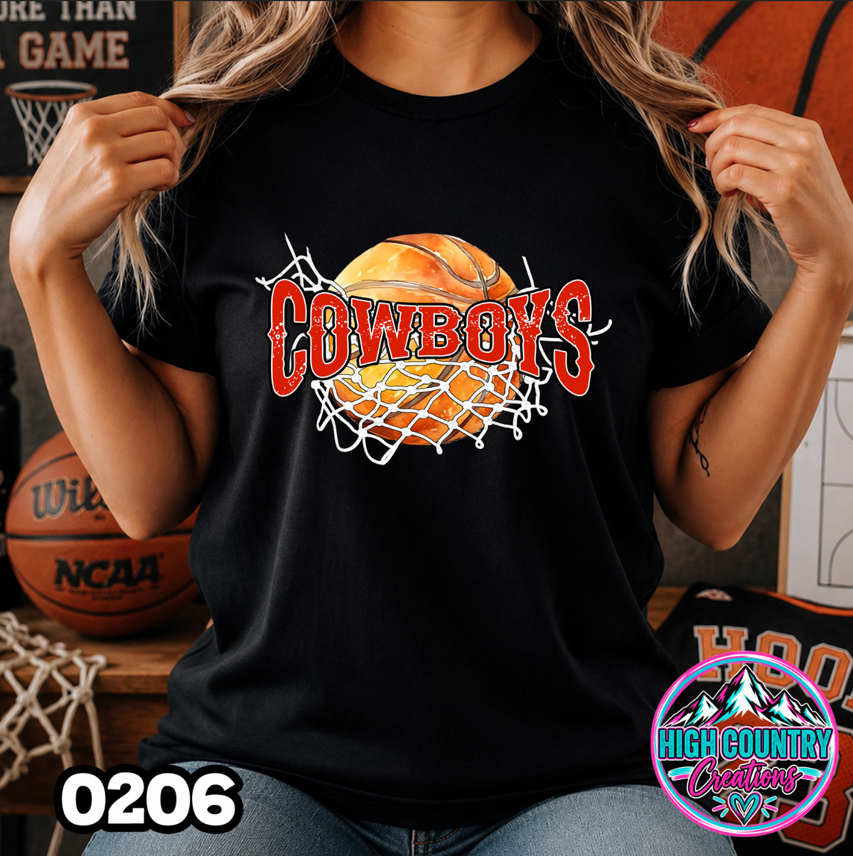 0206 Cut Net Basketball Spirit Tee