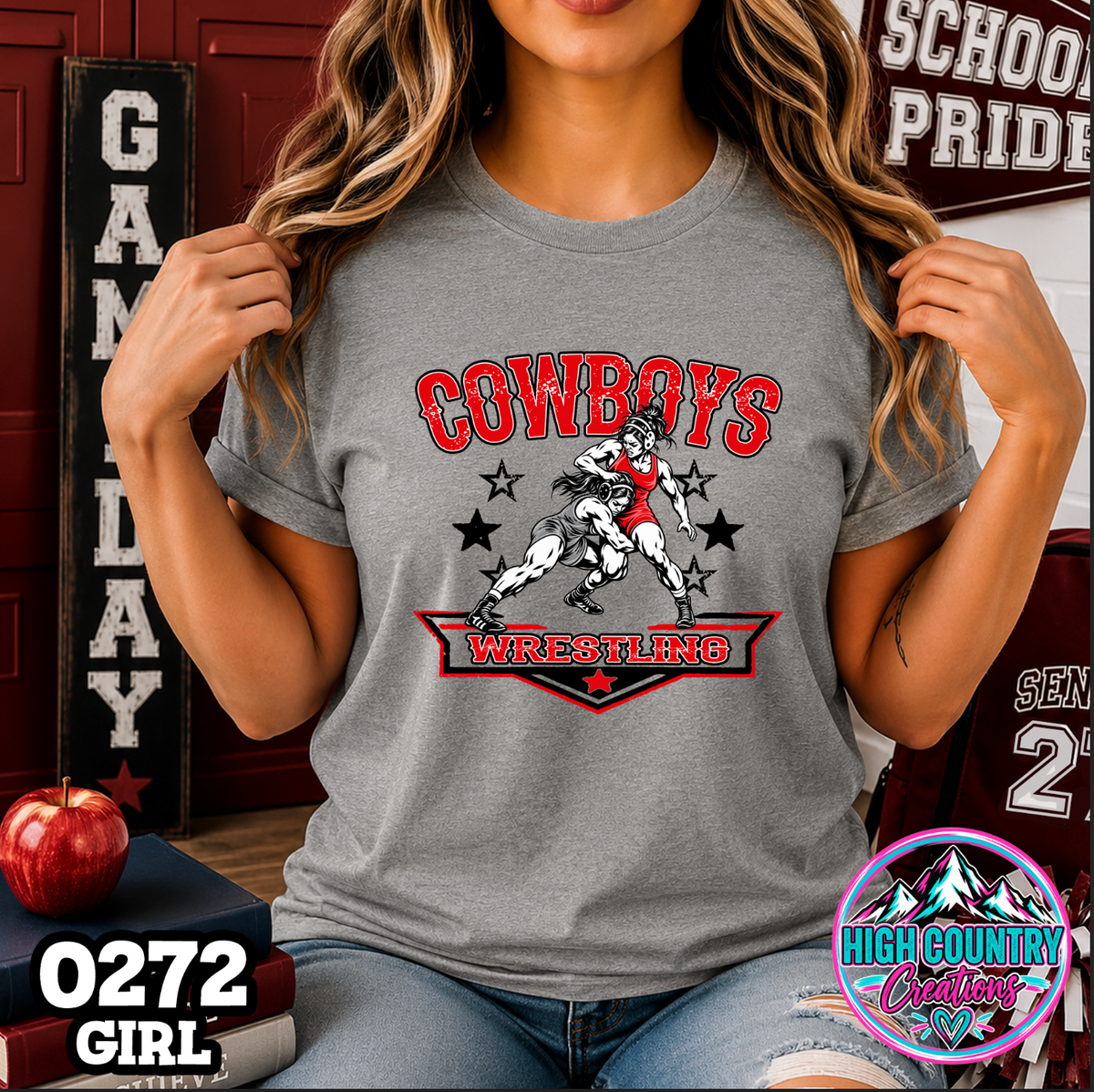0272 GIRLS Vintage Collegiate Wrestling Tee