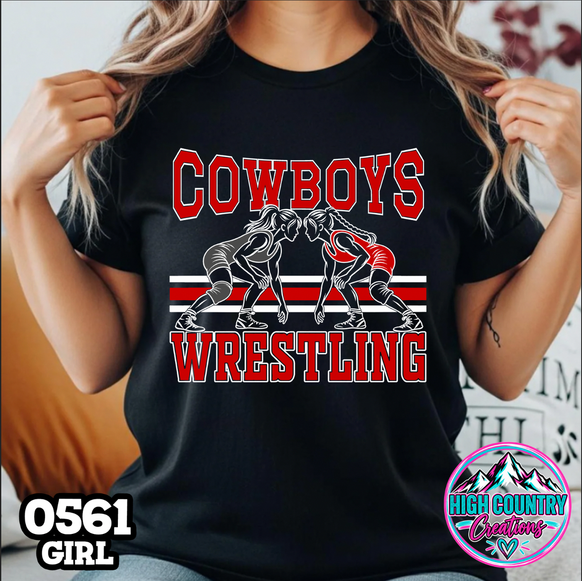 0561 Girls Wrestling School Spirit Tee