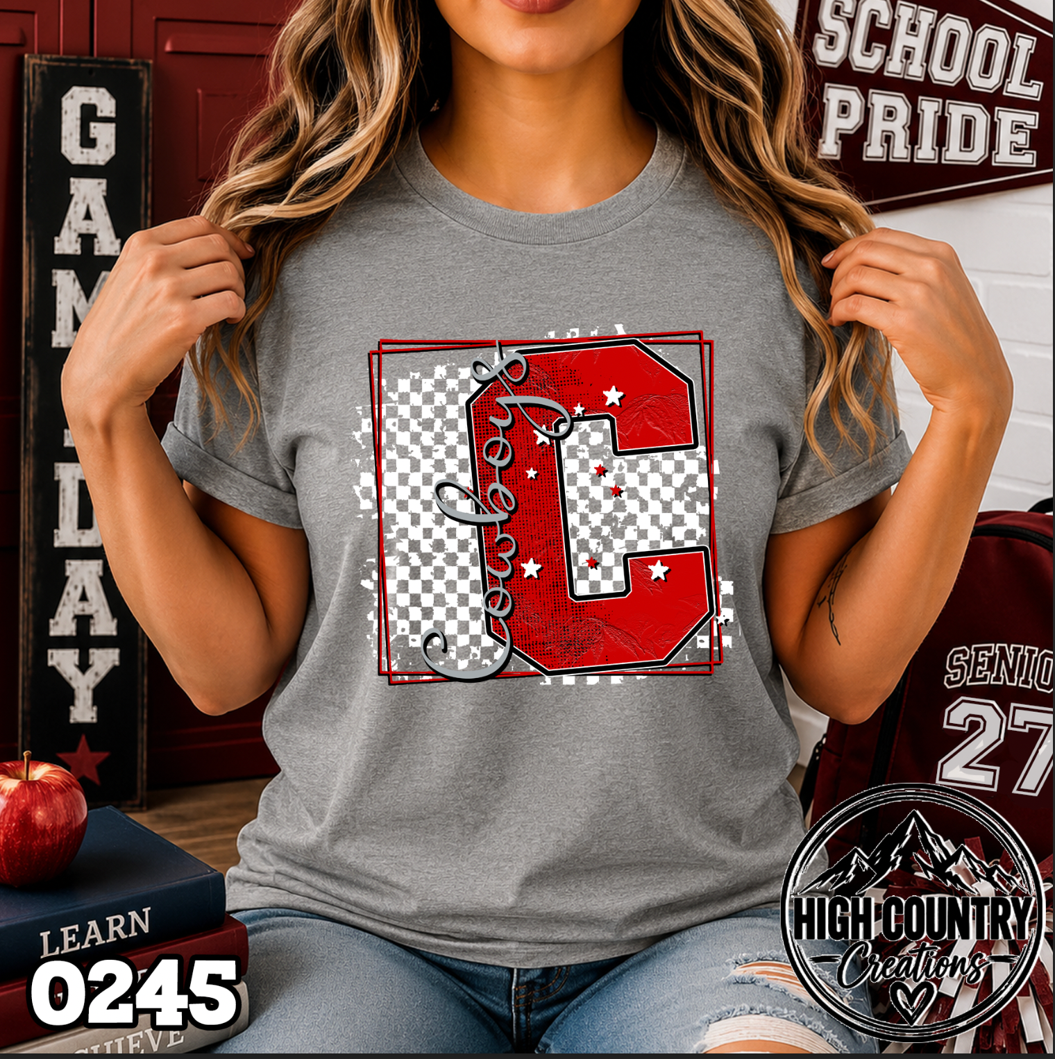 0245 Checkered Initial Mascot Fun