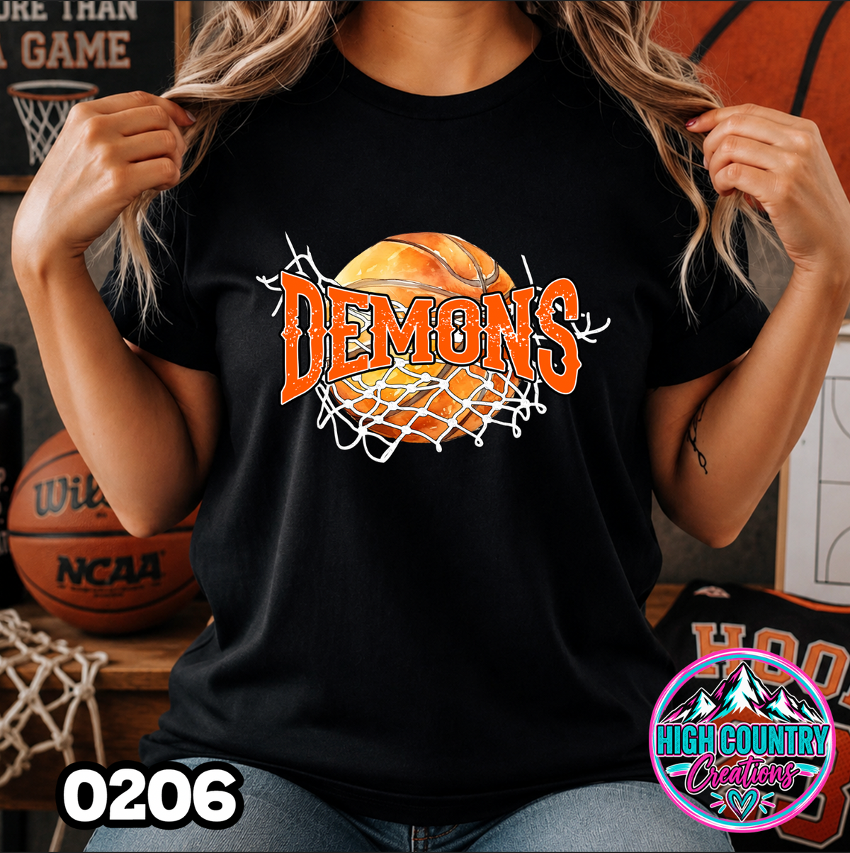 0206 Cut Net Basketball Spirit Tee
