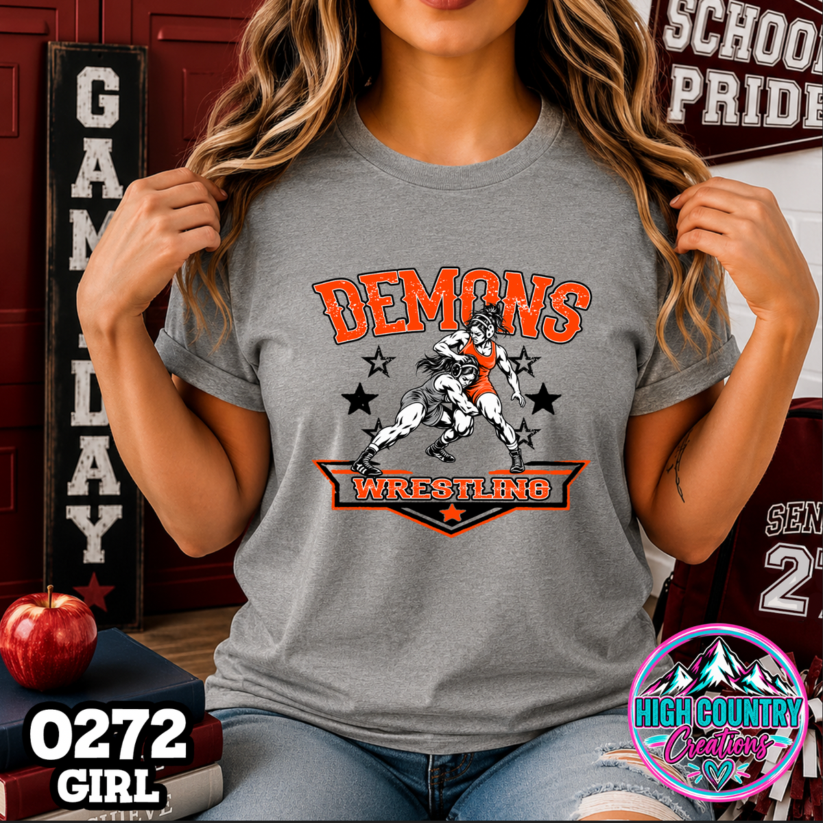 0272 GIRLS Vintage Collegiate Wrestling Tee