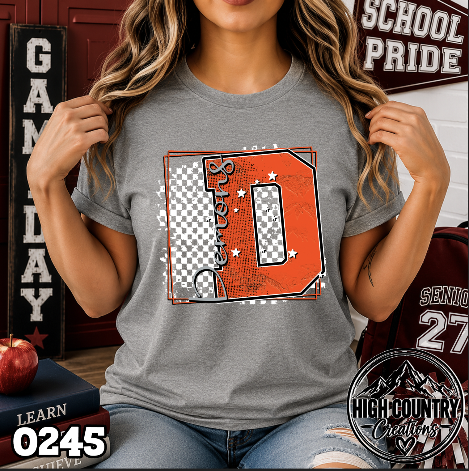 0245 Checkered Initial Mascot Fun