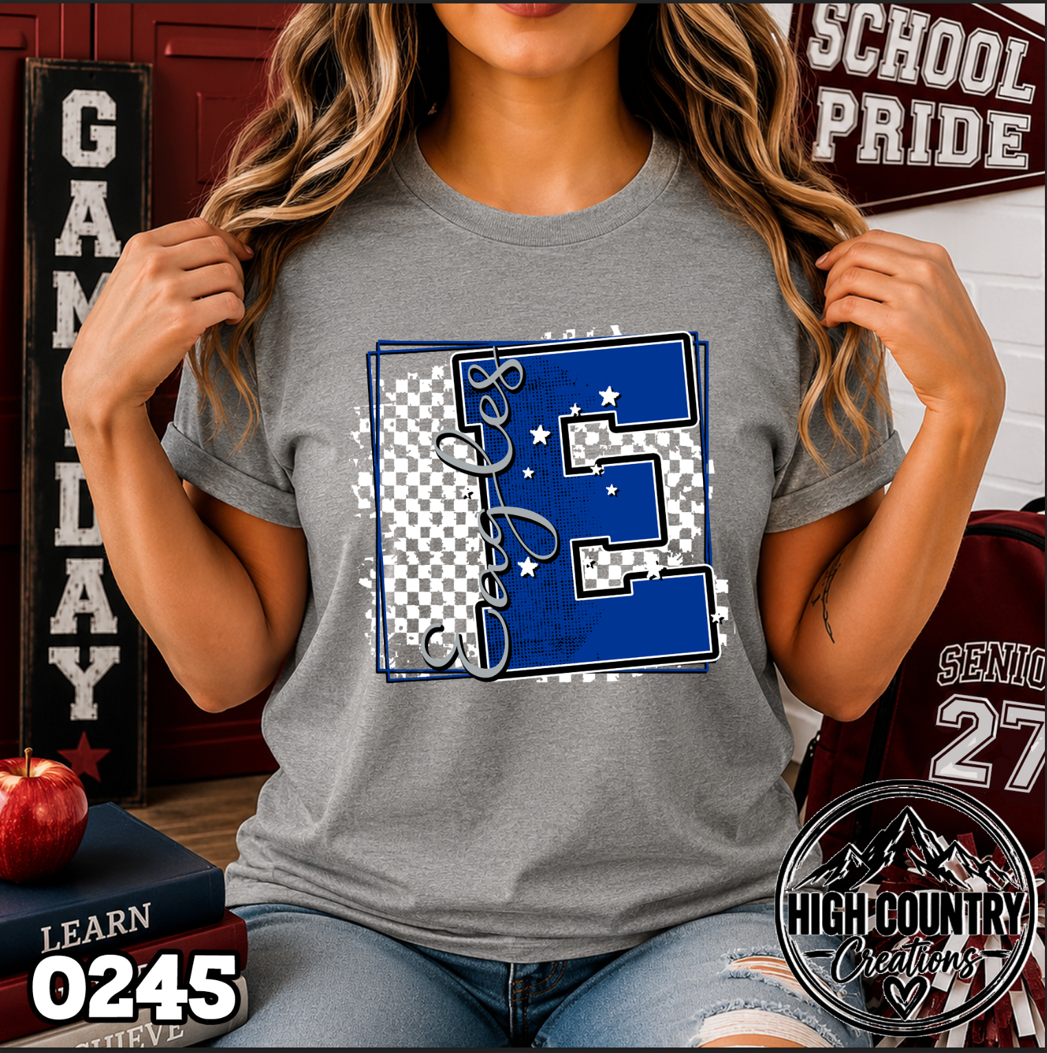 0245 Checkered Initial Mascot Fun