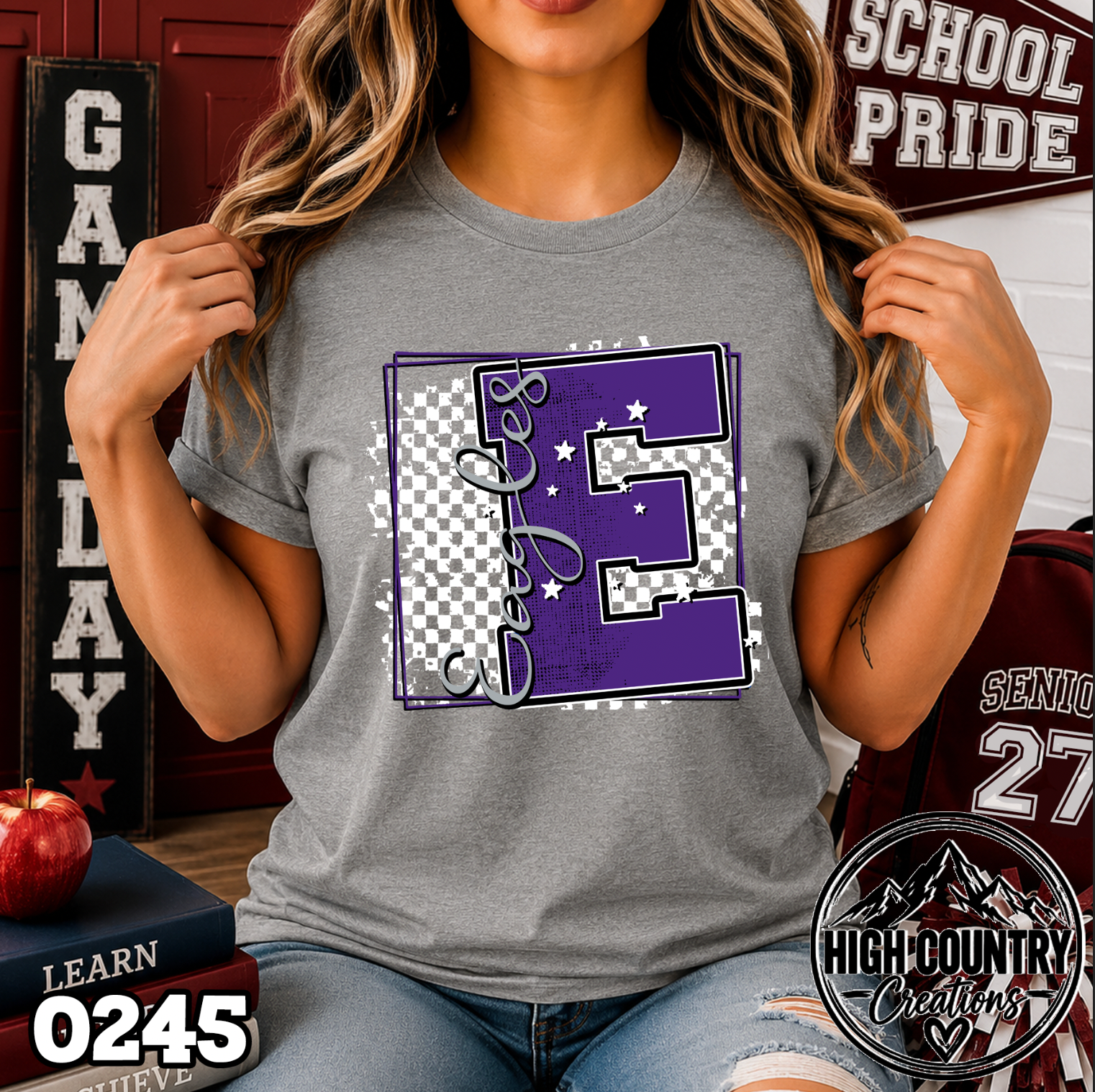 0245 Checkered Initial Mascot Fun