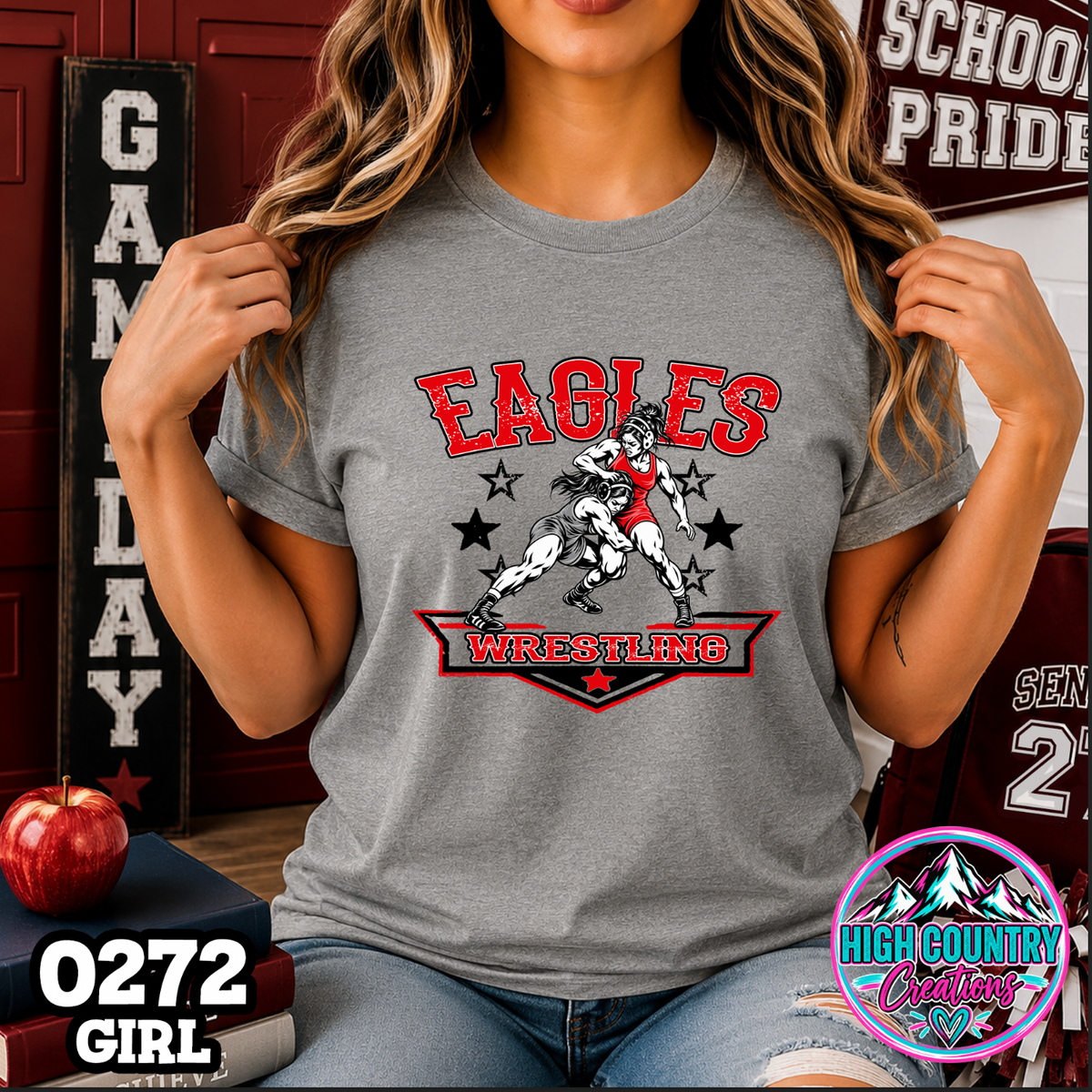 0272 GIRLS Vintage Collegiate Wrestling Tee