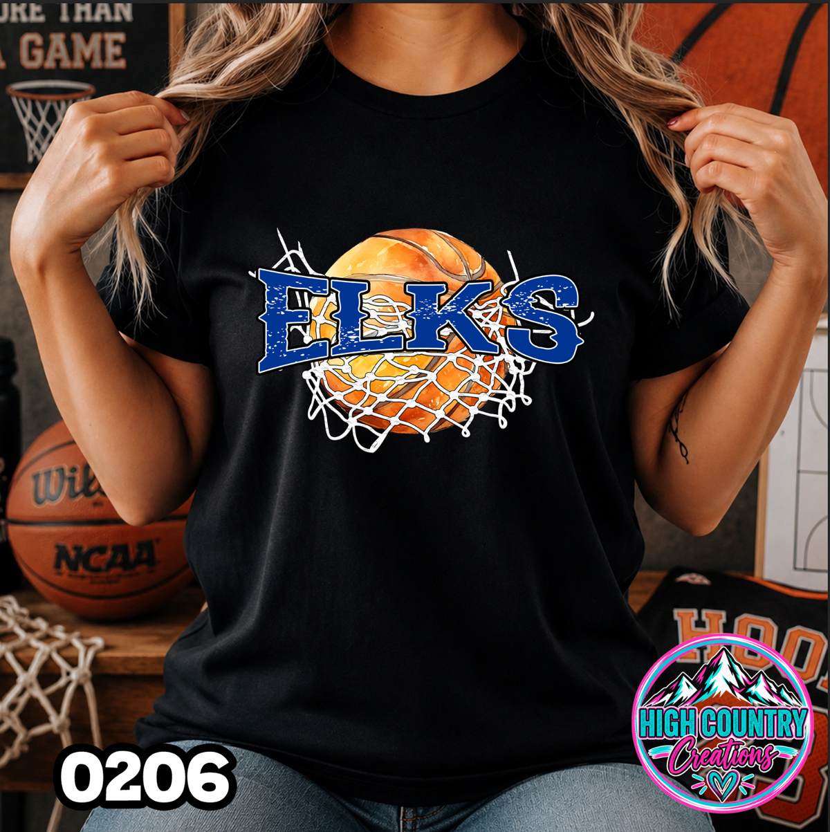 0206 Cut Net Basketball Spirit Tee