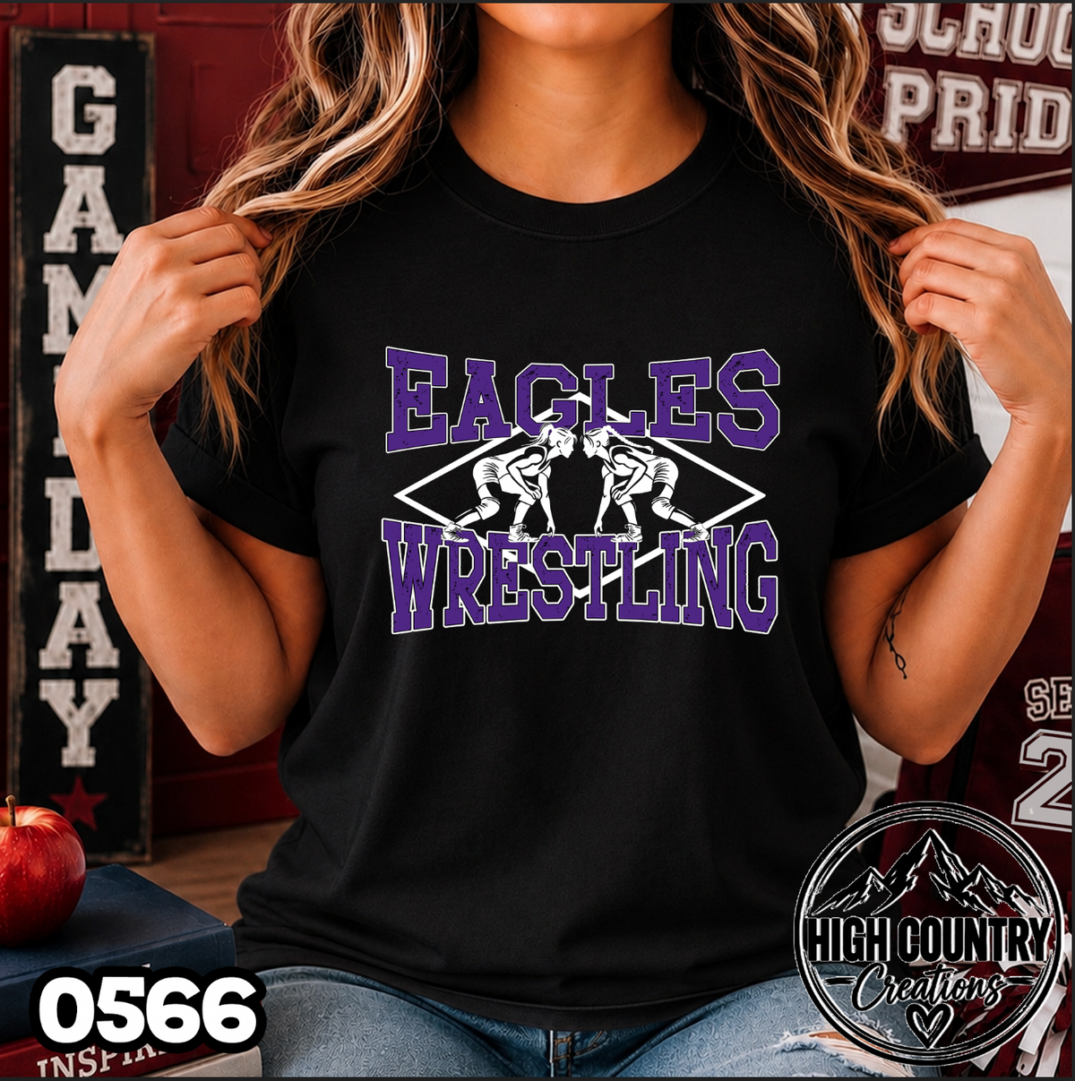 0566 Lady's Diamond Wrestling Tee