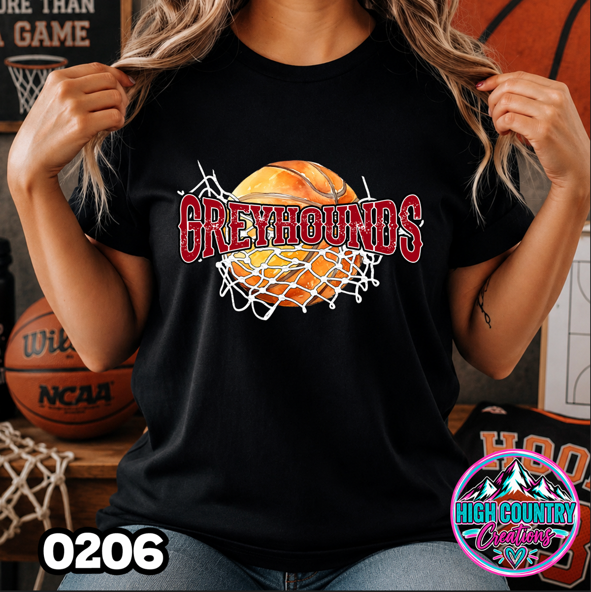 0206 Cut Net Basketball Spirit Tee