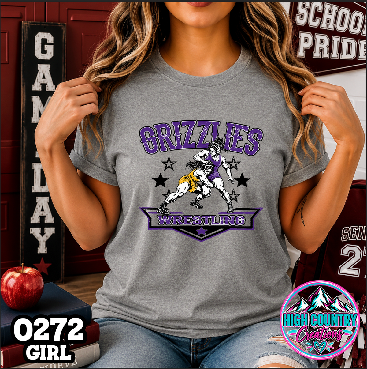 0272 GIRLS Vintage Collegiate Wrestling Tee