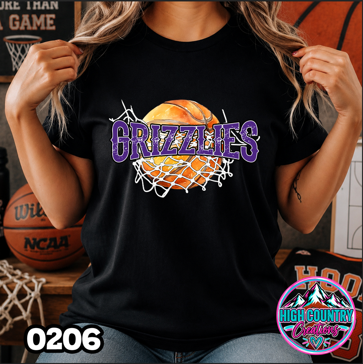 0206 Cut Net Basketball Spirit Tee