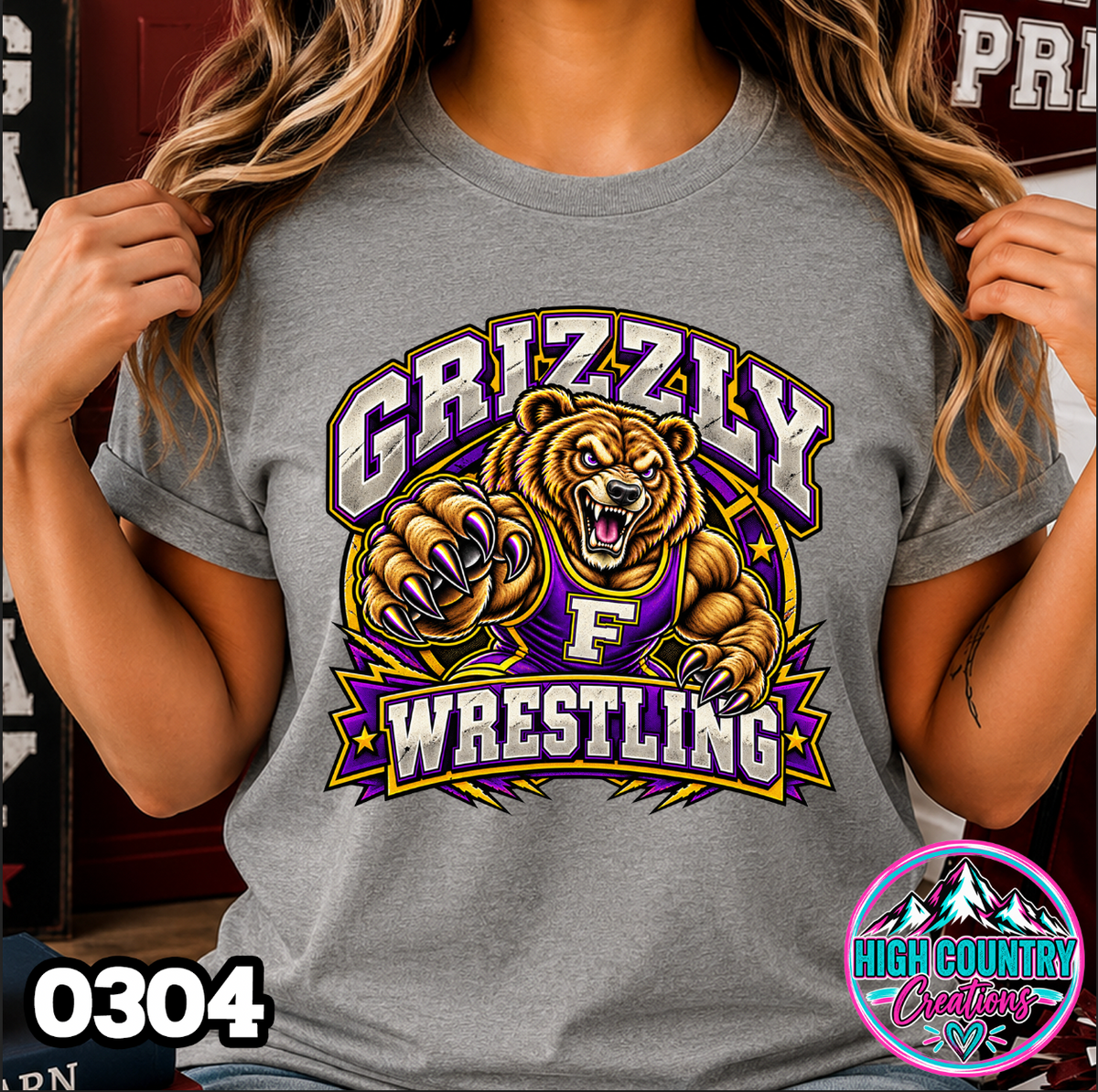 0304 WRESTLING MASCOT BANNER
