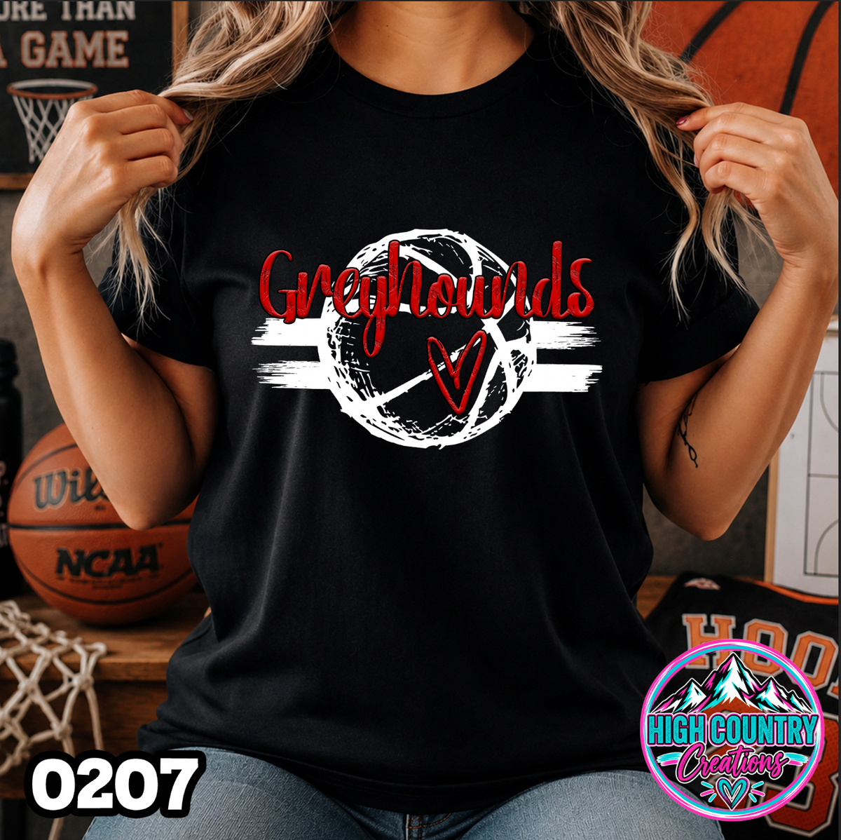 0207 Sketched Basketball School Spirit Tee