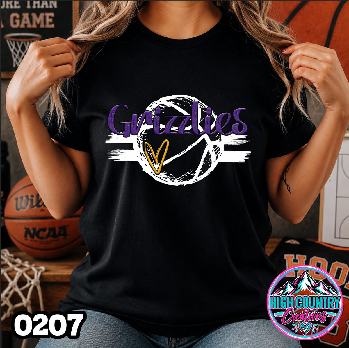 0207 Sketched Basketball School Spirit Tee