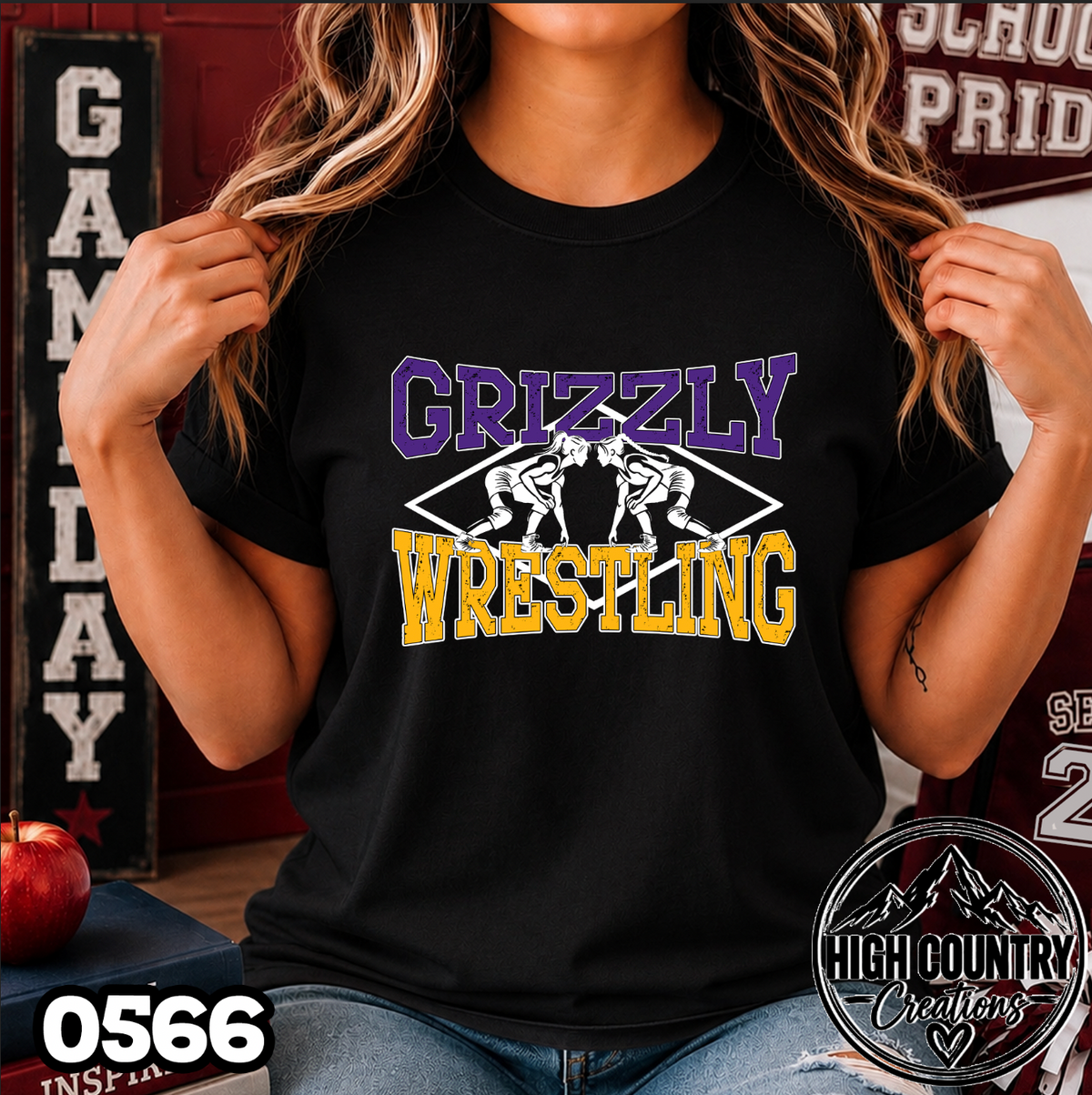 0566 Lady's Diamond Wrestling Tee