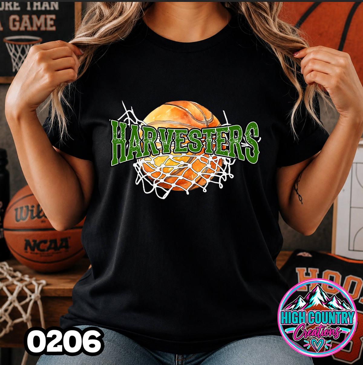 0206 Cut Net Basketball Spirit Tee