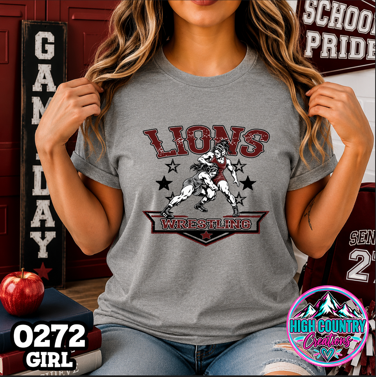 0272 GIRLS Vintage Collegiate Wrestling Tee