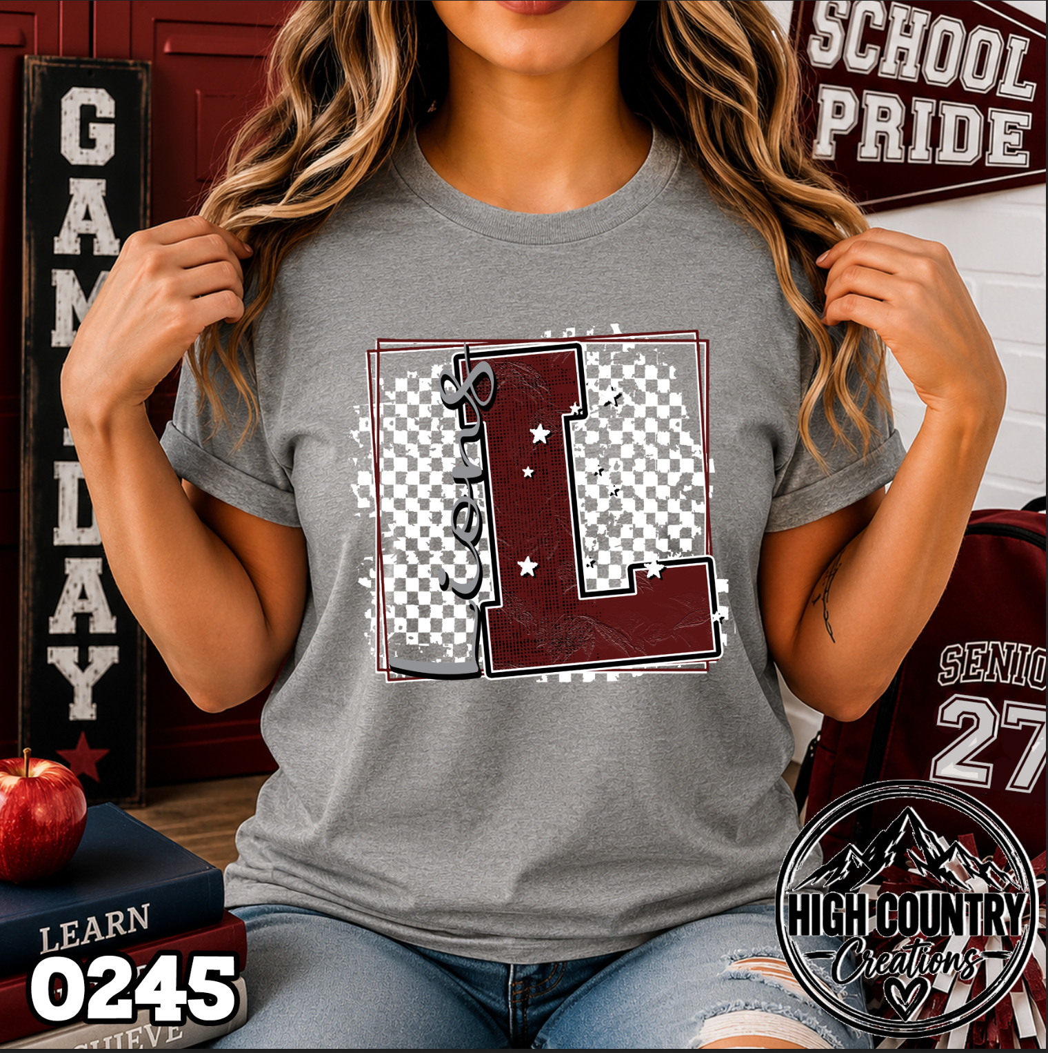 0245 Checkered Initial Mascot Fun