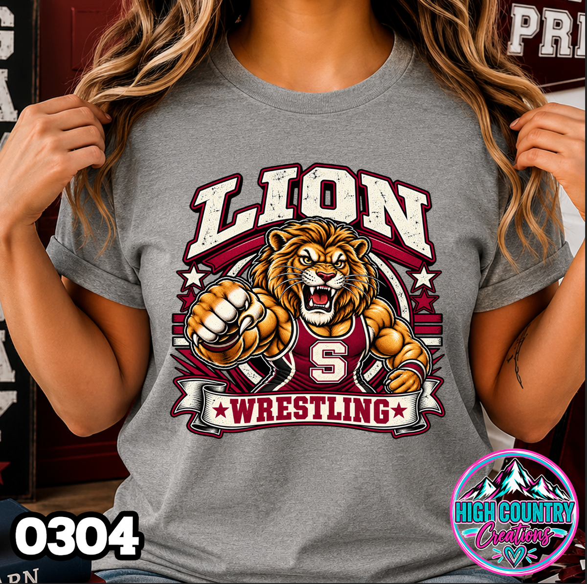 0304 WRESTLING MASCOT BANNER