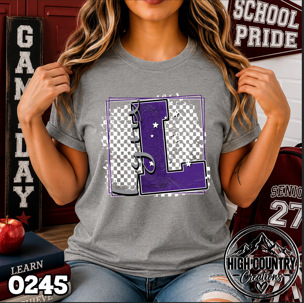 0245 Checkered Initial Mascot Fun