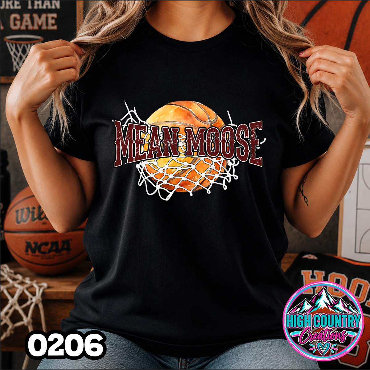 0206 Cut Net Basketball Spirit Tee