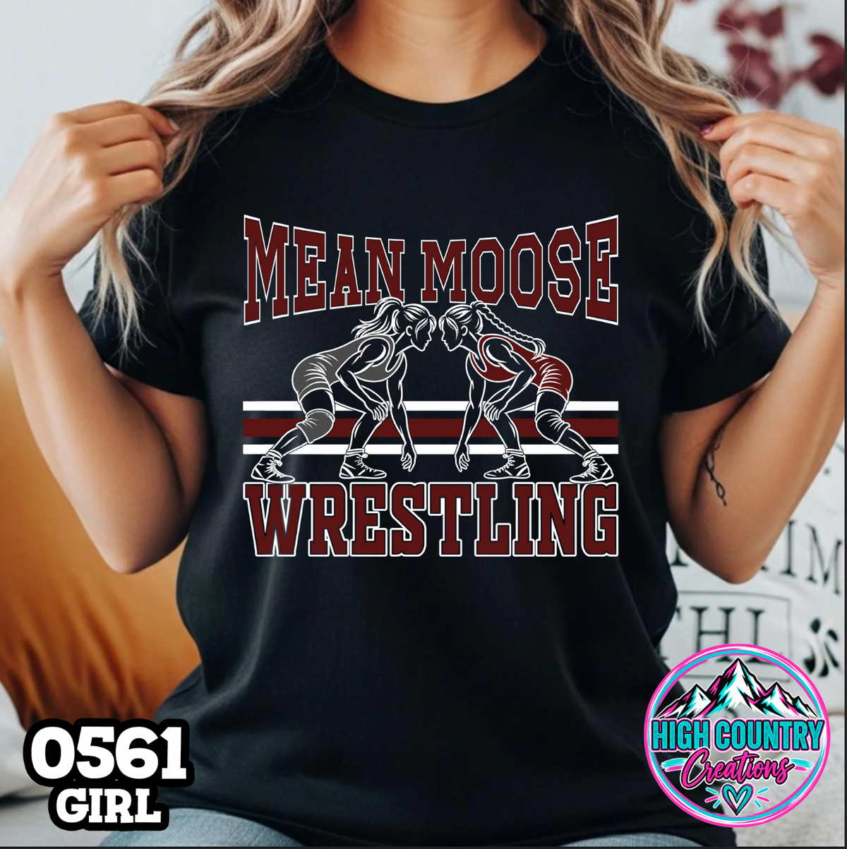 0561 Girls Wrestling School Spirit Tee