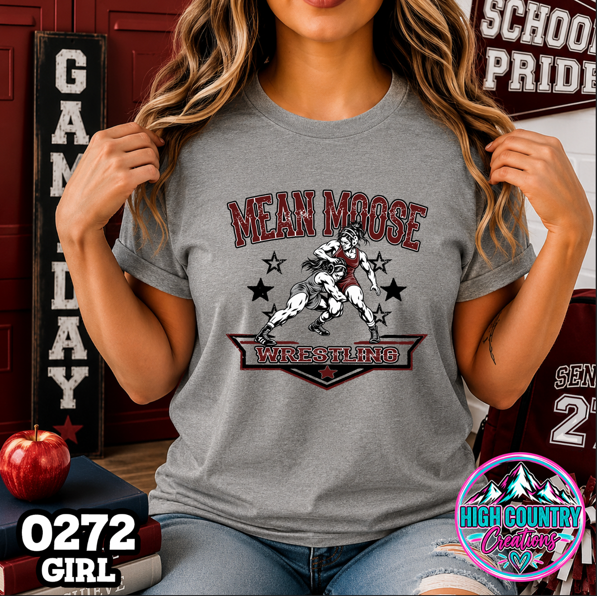 0272 GIRLS Vintage Collegiate Wrestling Tee