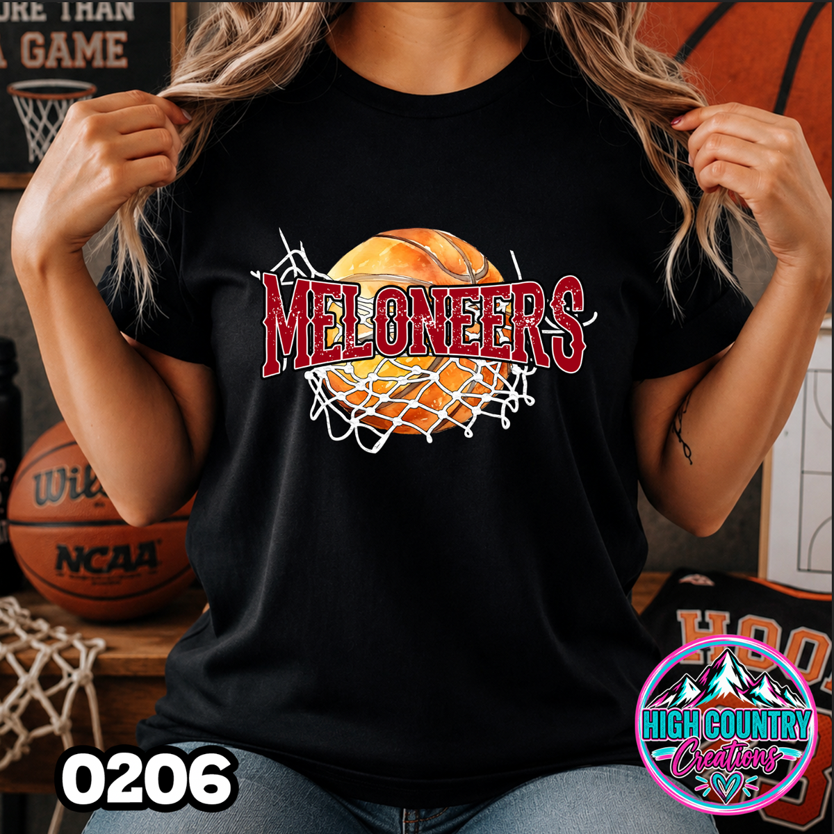 0206 Cut Net Basketball Spirit Tee