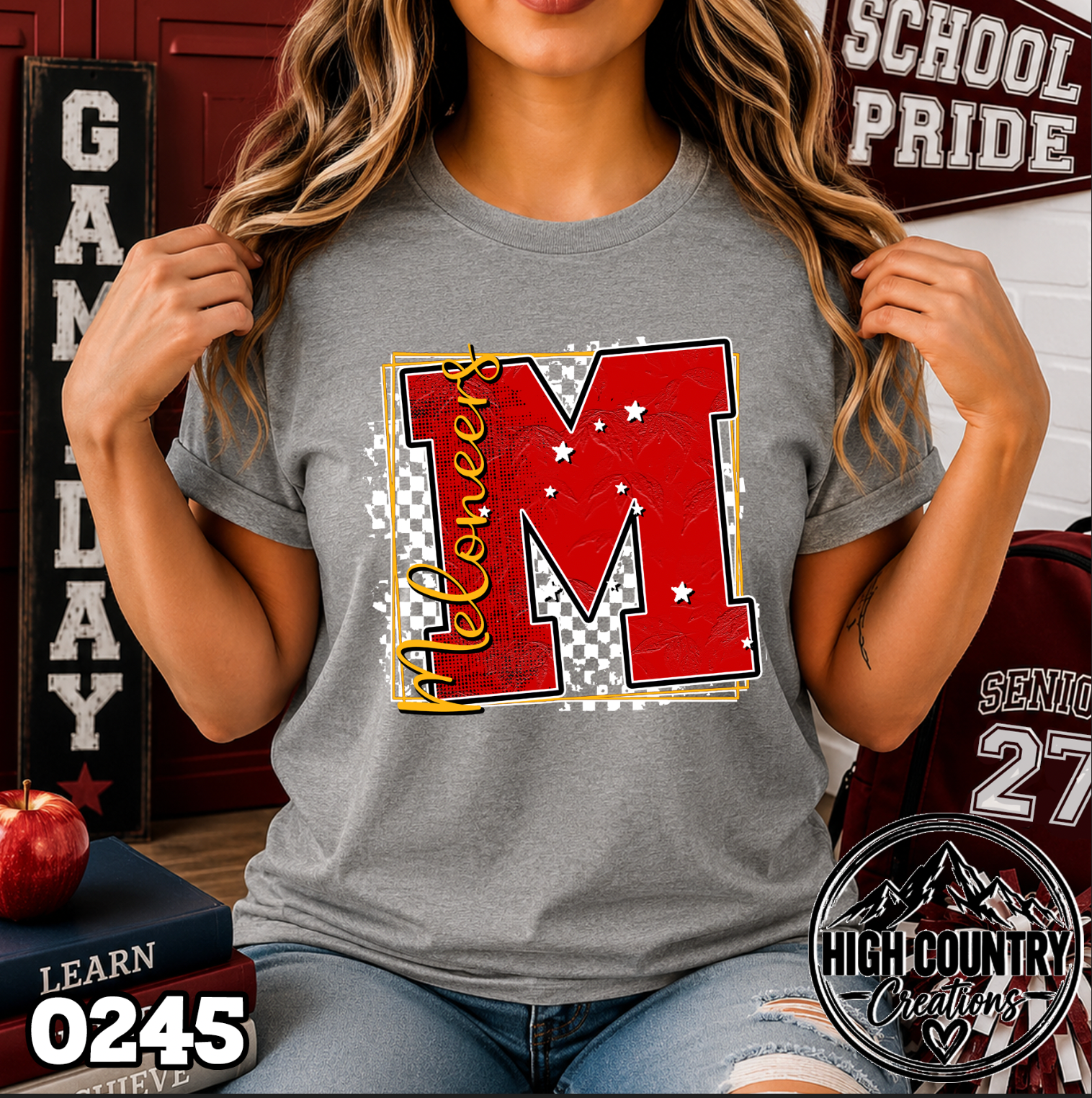 0245 Checkered Initial Mascot Fun