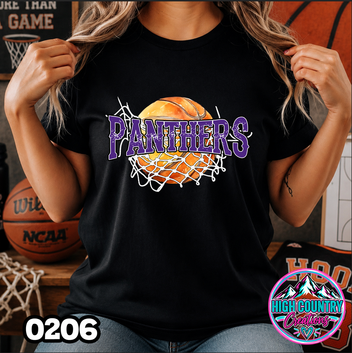 0206 Cut Net Basketball Spirit Tee