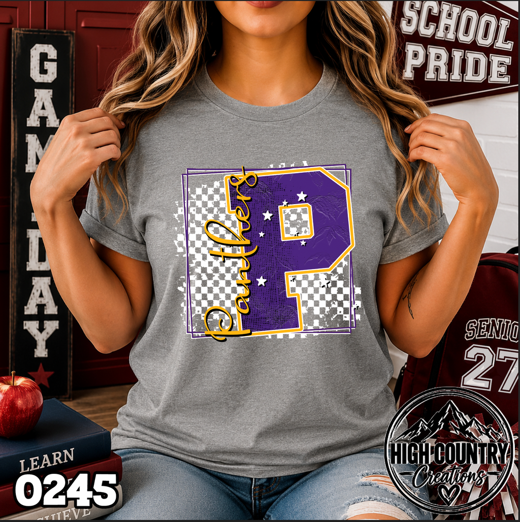0245 Checkered Initial Mascot Fun