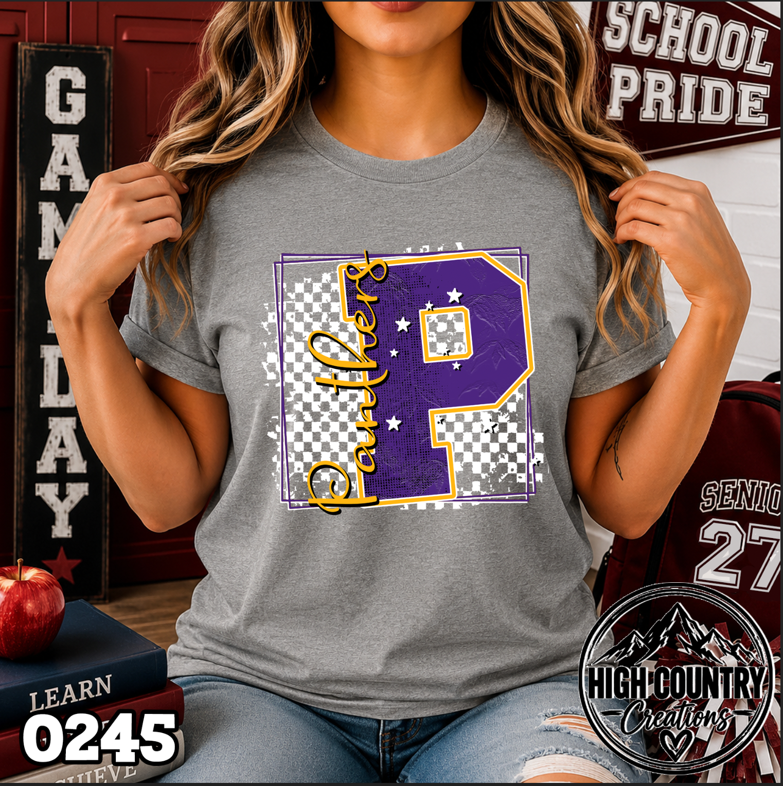 0245 Checkered Initial Mascot Fun