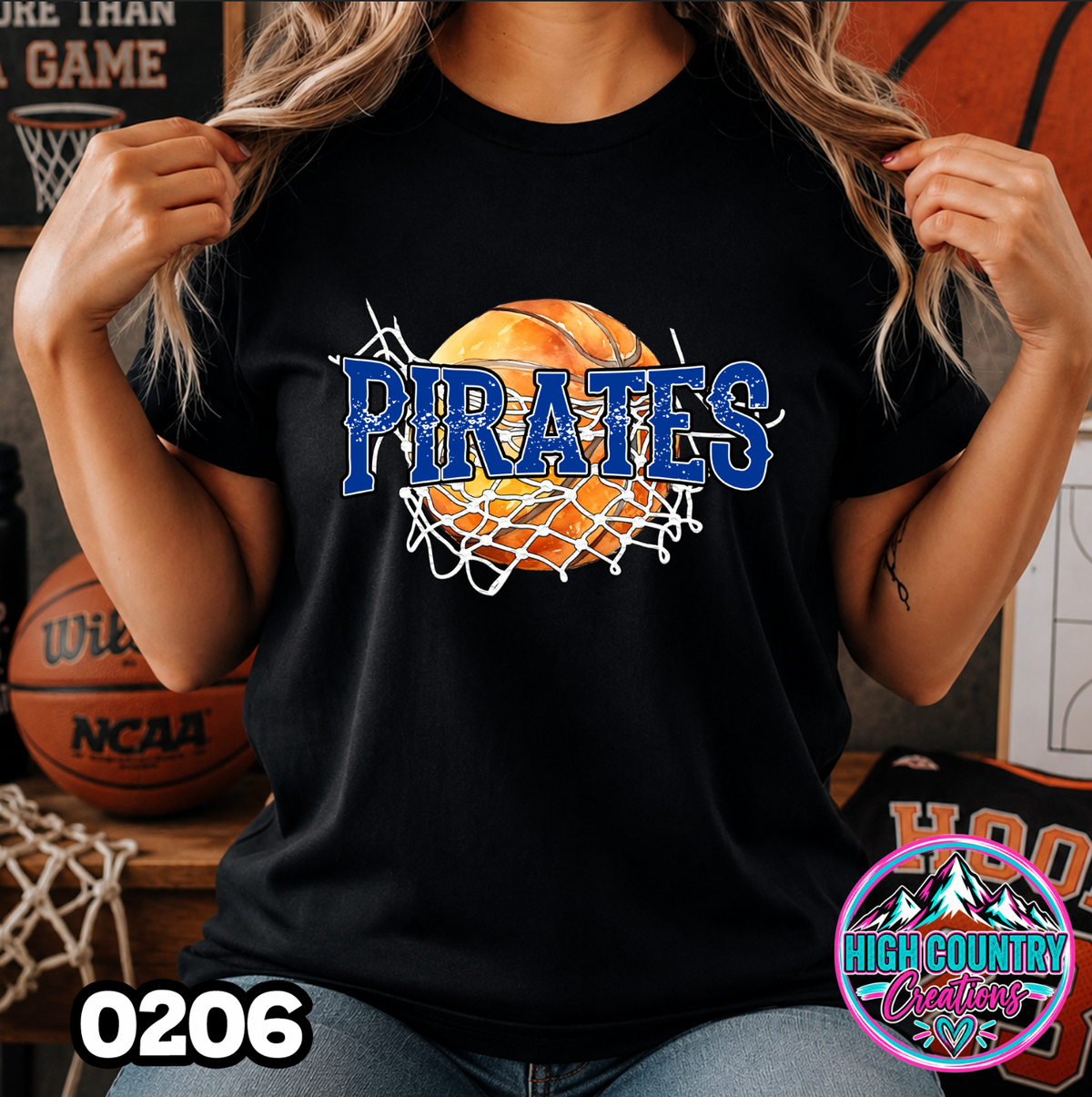 0206 Cut Net Basketball Spirit Tee