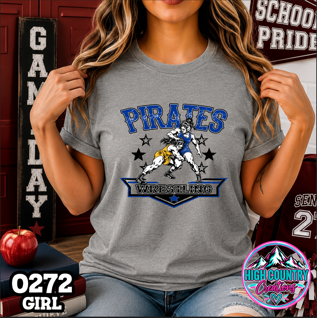 0272 GIRLS Vintage Collegiate Wrestling Tee