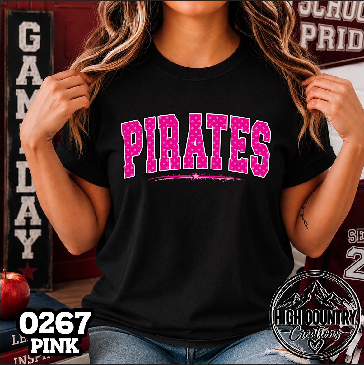 0267 Pink Out Mascot Polka Dots