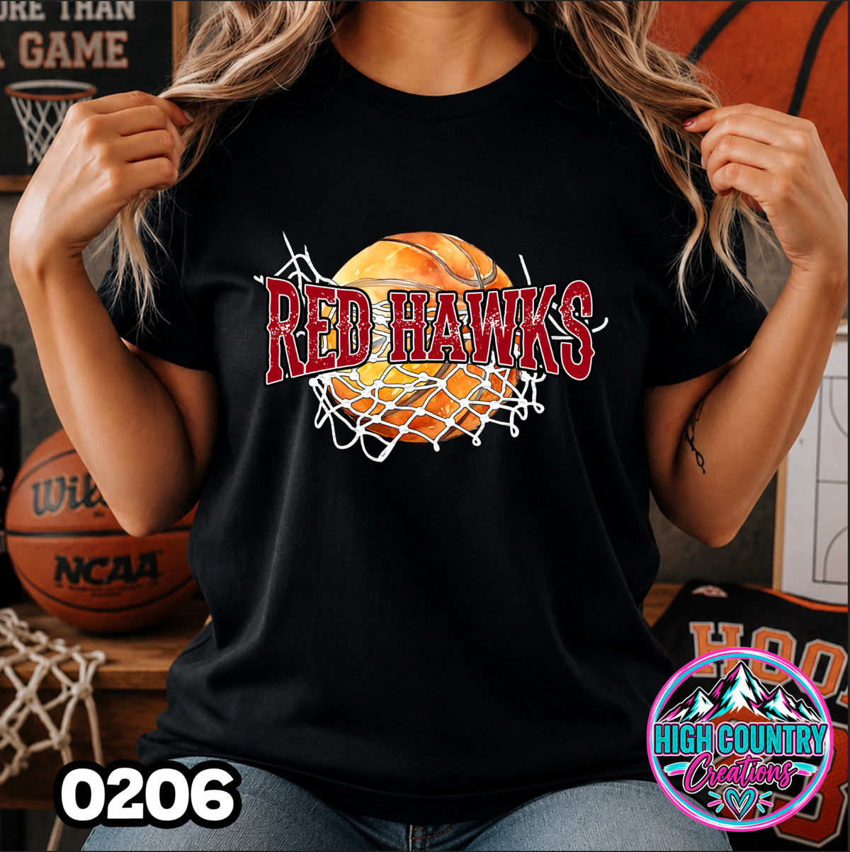 0206 Cut Net Basketball Spirit Tee